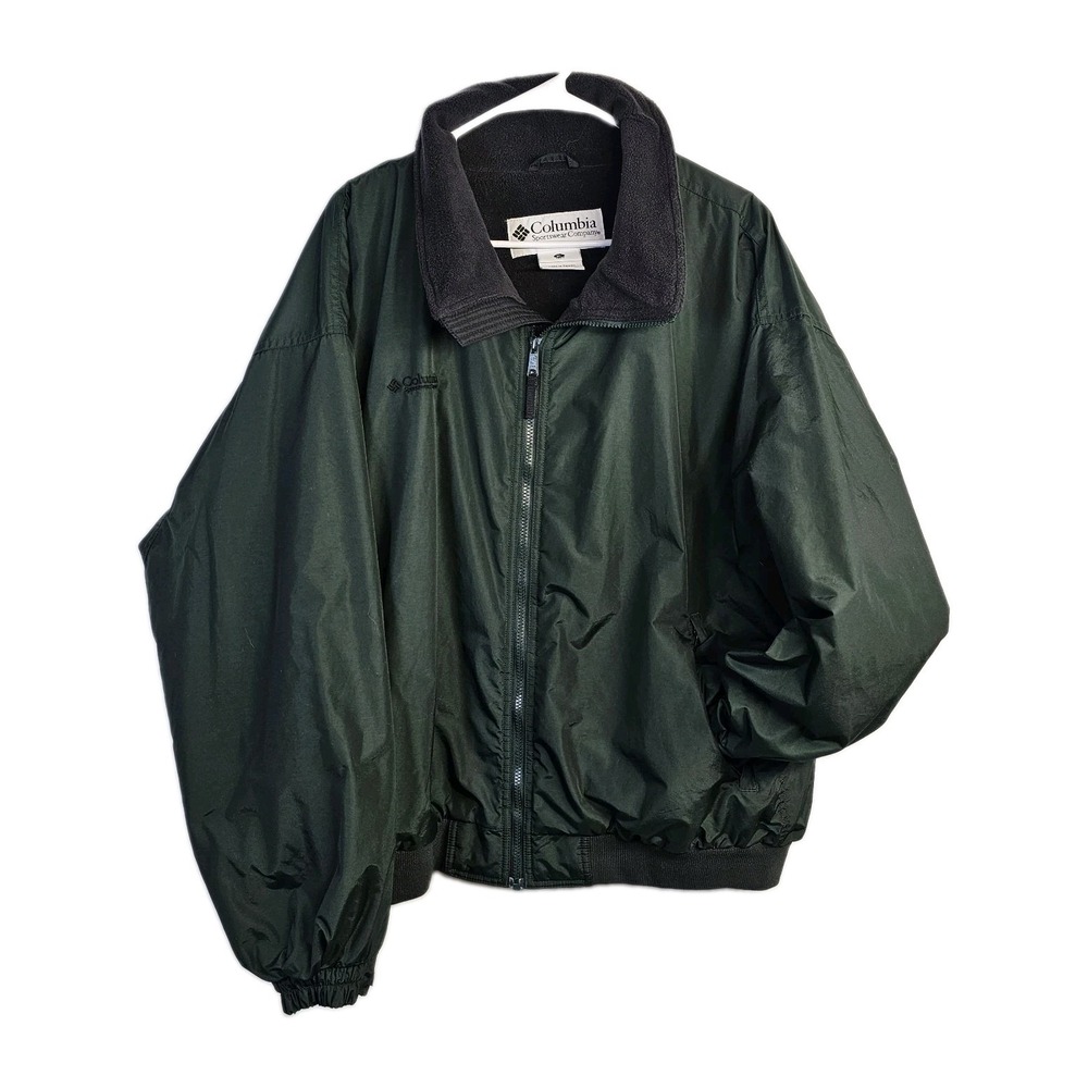 Vintage 90s Columbia Falmouth Jacket Mens XL Hunter Green Fleece Bomber Coat